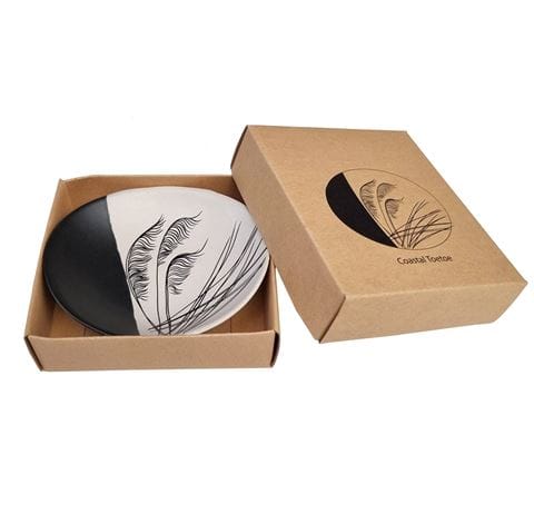 Jo Luping - Coastal Toetoe Dipped Black on White Porcelain Bowl