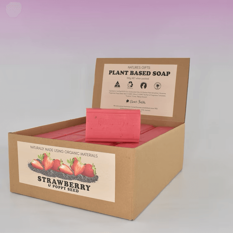 Cloverfields - Strawberry & Poppy Seed Soap 100gm - Image 2