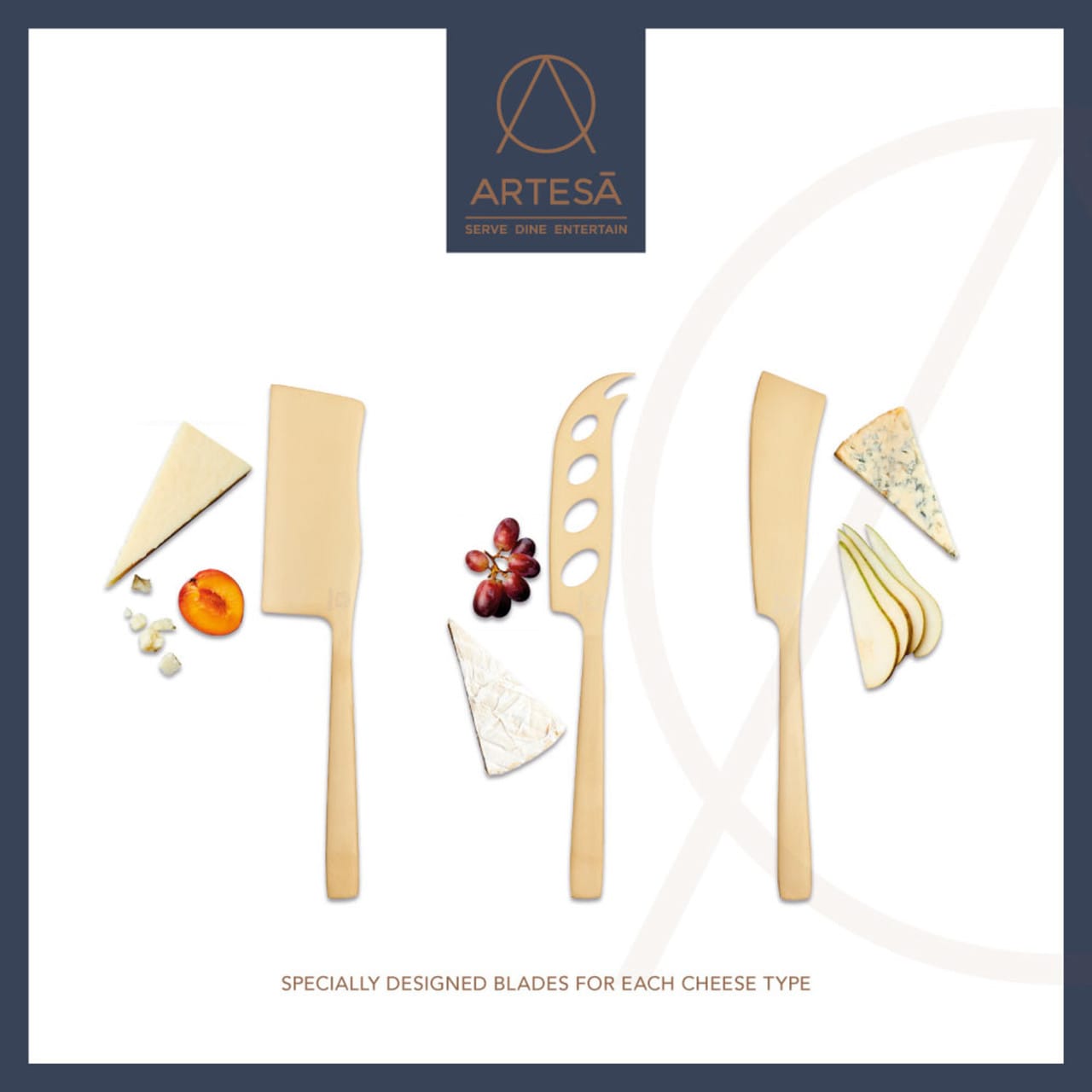 Artesa Brass Cheese Knife Set - Image 2